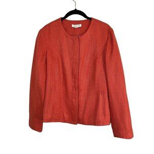 Coldwater Creek Blazer Women 6 Orange Tweed Cropped Boho Western Office Neutral